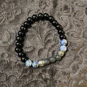 💗 4/$10 - Black & Blue Lava Bead Bracelet
